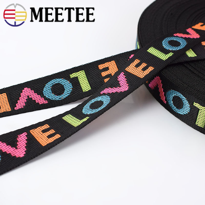 Meetee 24yards 25/38mm Nylon Jacquard Webbing Tape LOVE Lace Ribbon DIY Bag Shoulder Strap Garment Decoration Sewing Accessories