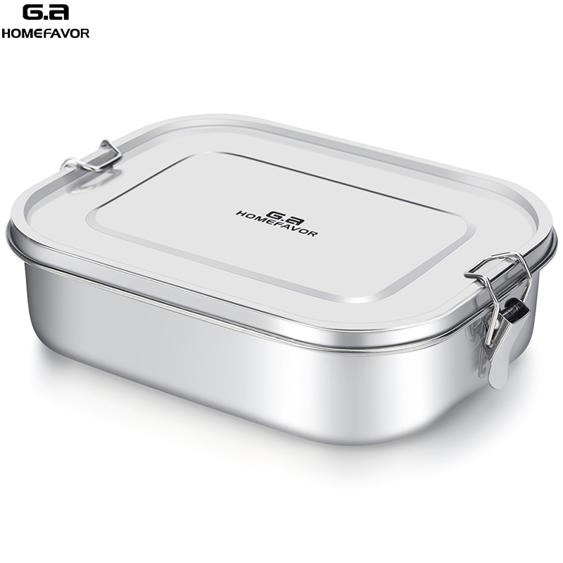 G.a HOMEFAVOR Custom Lunch Box For Kids Food Container Bento Box 304 Top Grade Stainless Steel Storage Thermal Metal Box Stock
