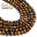 4-12MM Natural Yellow Tiger Eye Stone Round Loose Beads for Needlework Jewelry Making Bracelet Necklace Diy Wholesale 15 Inch