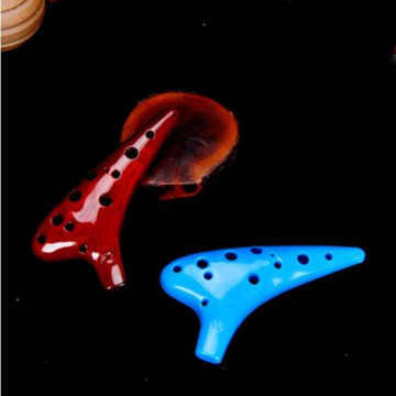 12 Hole Resin plastic Ocarina Flute Smoked Burn Submarine Style Musical Instrument with Music Score for Beginner