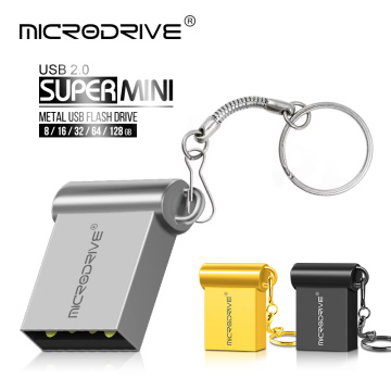 Wholesale 50pcs mini tiny 16GB 32GB pendrive metal USB flash drive 64GB pen drive USB2.0 memory stick U Disk with key chain