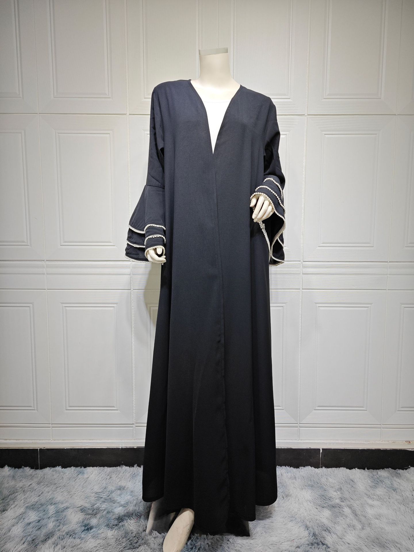 Pearl Trim Sleeve Kimono Abaya