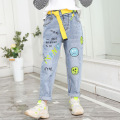 2020 Girls Jeans Girls Spring Autumn Cartoon Casual Jeans Boys Girls Letter Print Jeans Toddler Baby Elastic Waist Pants 3-13Y