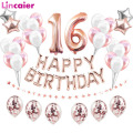 38pcs Happy Birthday Sweet 16 Party Decorations Balloons Number 16th Years Old Boy Girl Sixteen Anniversary Supplies
