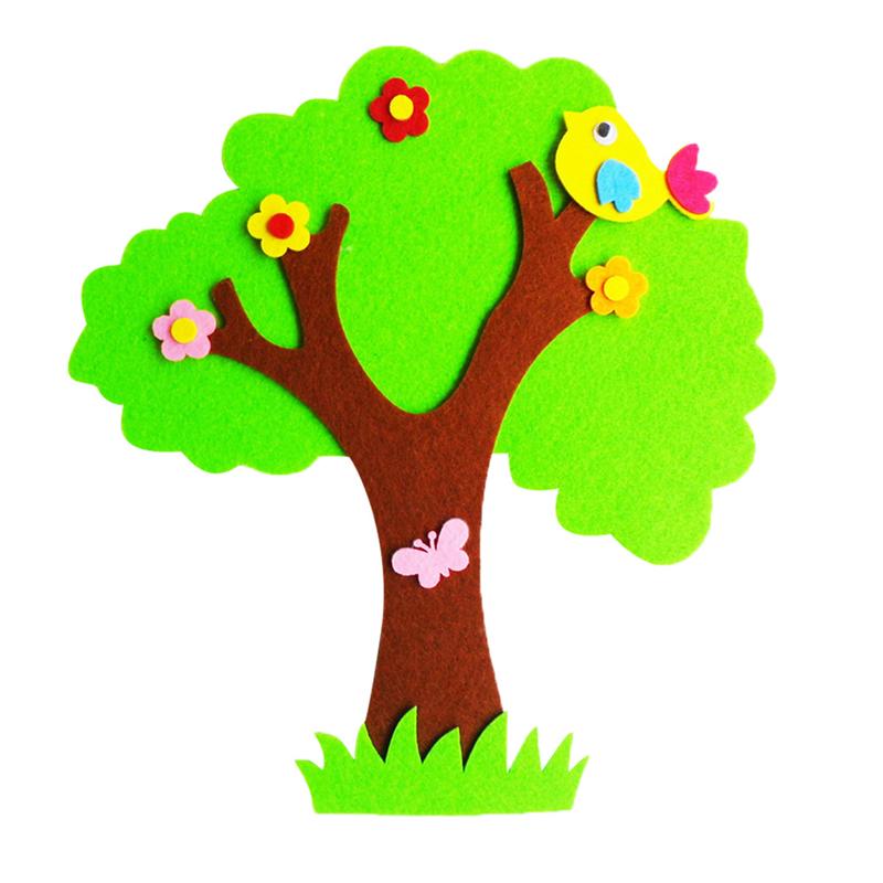 Felt Big Banyan Tree Wall Sticker Creative Cartoon Wall Decor for Kindergarten Children Room