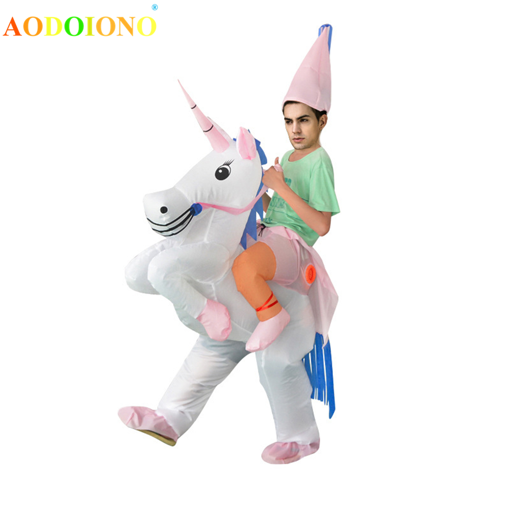 Unicorn Inflatable Kids Costume Ride-on Animal Outfit for Child Cosplay Clothes Party Carnival Blow Up Dragon Toys Fancy Dress