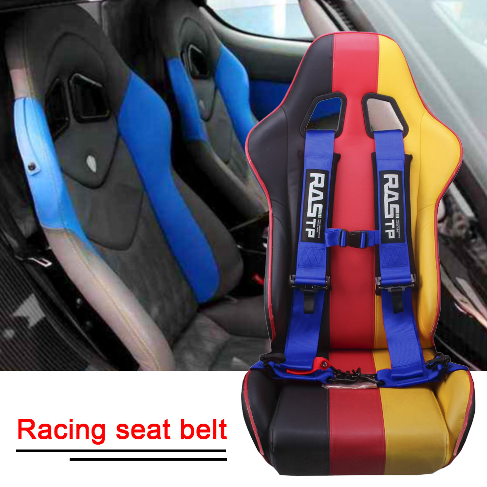 RASTP- 3 Inch 4 point Universal Latch Link Car Auto Racing Sport Seat Belt Safety Racing Harness Black/Red/Blue RS-BAG037-TP