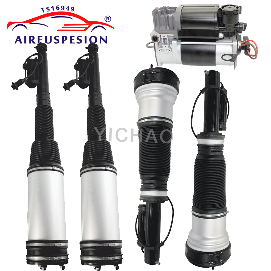 1 set 5pcs for mercedes Benz W220 air suspension shock air strut and compressor pump S320 S350 S430 S500 2203205113 2203205013