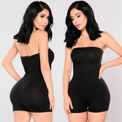 Off Shoulder Fitness Rompers Womens Jumpsuit Sexy Strapless Open Back Bodycon Bodysuit Casual Camouflage Sleeveless Club Outfit