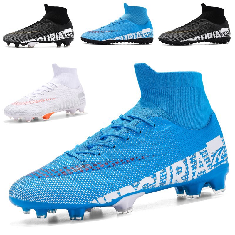 2020 Outdoor Men Boys Soccer Shoes TF/FG Football Boots High Ankle Kids Cleats Training Sport Sneakers Size 35-45 Dropshipping