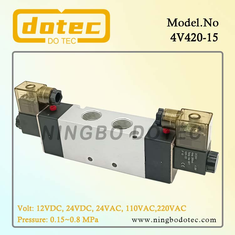 4V420-15 Airtac Type Pneumatic Double Solenoid Valve 24VDC