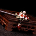 Ethnic Lampwork Beads Hair Sticks Shell Bead Alloy Leaves Wooden Hairpin Women Bridal Jewelry Headwear Hair Accessories FZ-17010