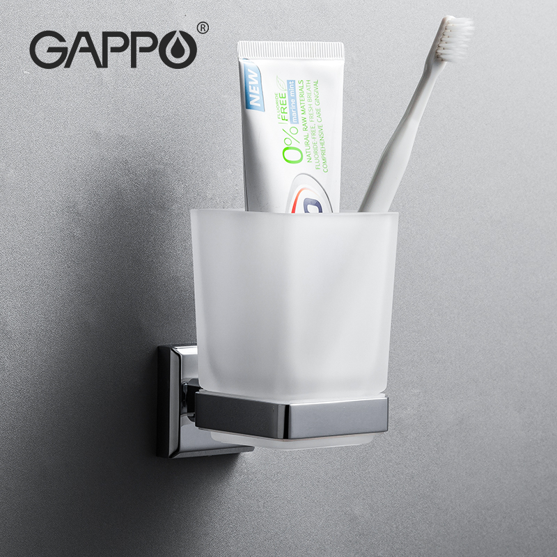 GAPPO Cup Tumbler Holders Double Toothbrush Tooth cup holder cups Wall-mount Bathroom Accessories bath hardware set G3806/G3808