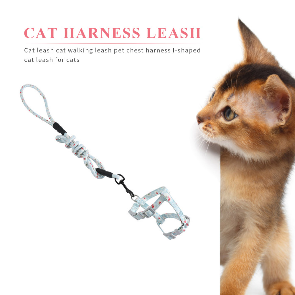 Practical Cat Harness Leash Belt Collar Neck I-shaped Strap Rope Puppy Cats Dog Guide Rope for Kitten Outdoor Walking