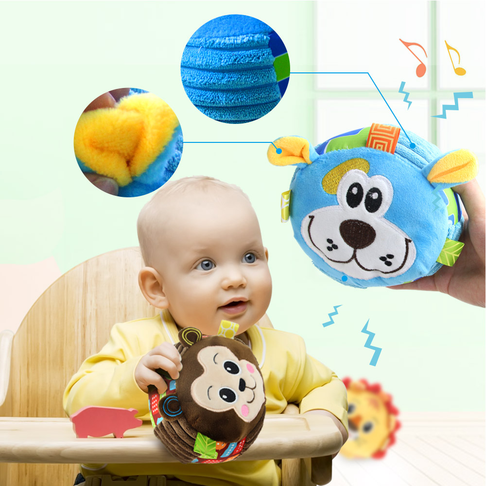 Cartoon Animal Baby Soft Plush Rattle Ball Mobile Ring Bell Baby Toy With Sound Newborn Infant Toddler Early Educational Toys