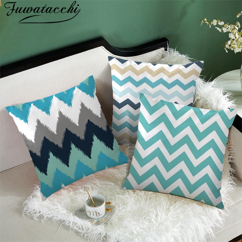 Fuwatacchi Geometric Pattern Pillow Case Mountain Arrows Cushion Cover for Home Chair Sofa Decor Green Decorative Pillowcases