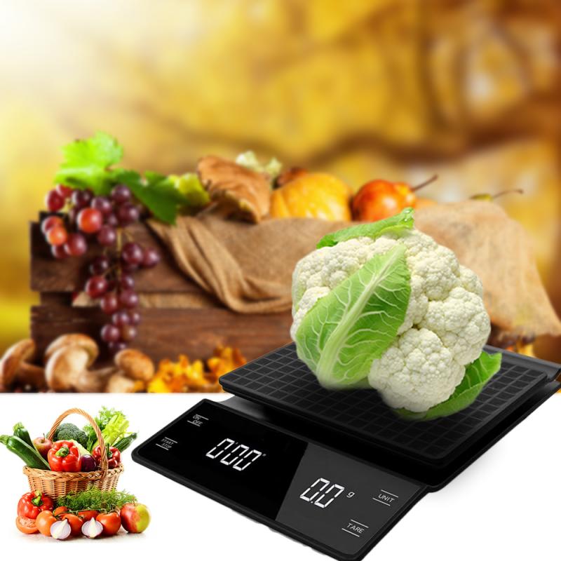 3kg Digital Electronic Kitchen Jewelry Scale Coffee Drip Scale LED Display Time Coffee Scale Kitchen Accessories Tools