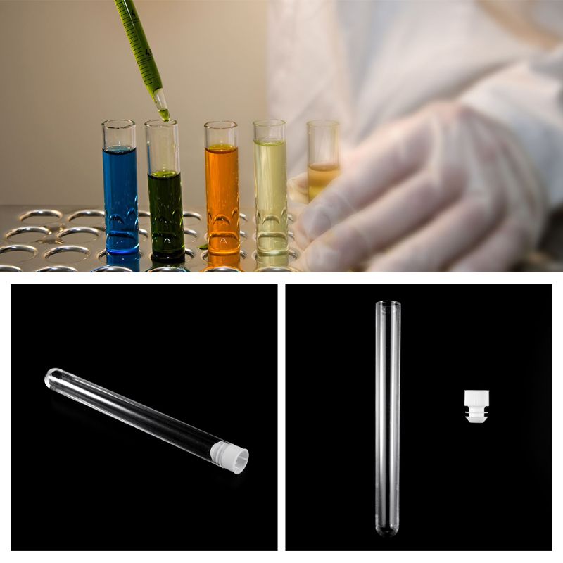 10Pcs Plastic Test Tubes Lab Test Tool With Screw Cap Transparent 15 * 150mm Test Tube