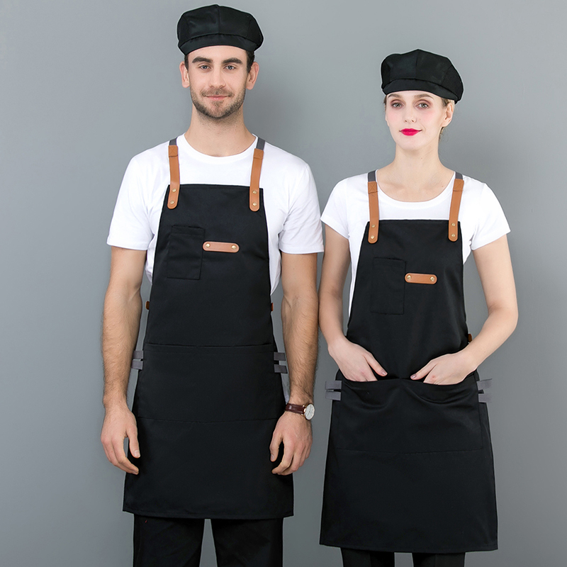 Long Apron Denim Restaurant Hotel Waist Chef Apron Bar Pub Kitchen Waiter Waitress Cook Apron Universal Cooking Hat Caps 56-58cm