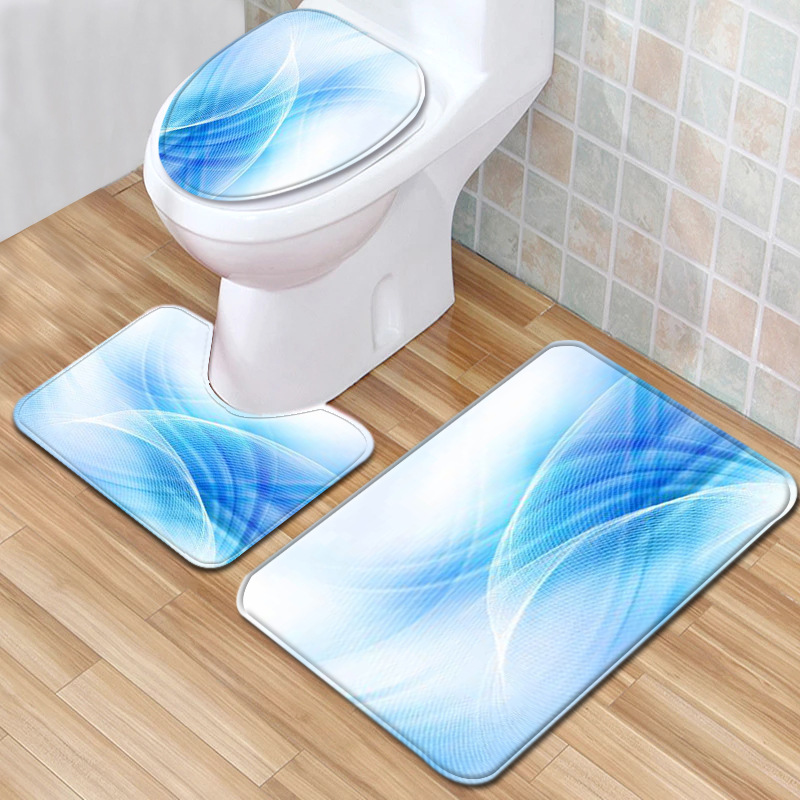 Microfiber Bath Mat Anti-Slip Toilet Carpet Home Decoration U-Shaped Toilet Rug and Shower Room Absorbent Foot Rug Set