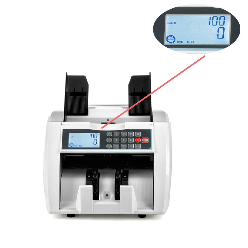 Front LCD display Fake Money Detector with adjustable hopper UV/MG/MT Multi Currency Bill Counter HS-920