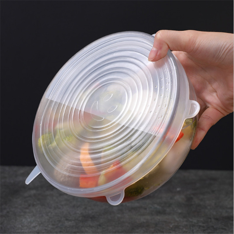 Kitchen Accessories 6Pcs/set Silicone Food Cover Cap Kitchen Universal Silicone Lids for Cookware Reusable Stretch Lids Gadget