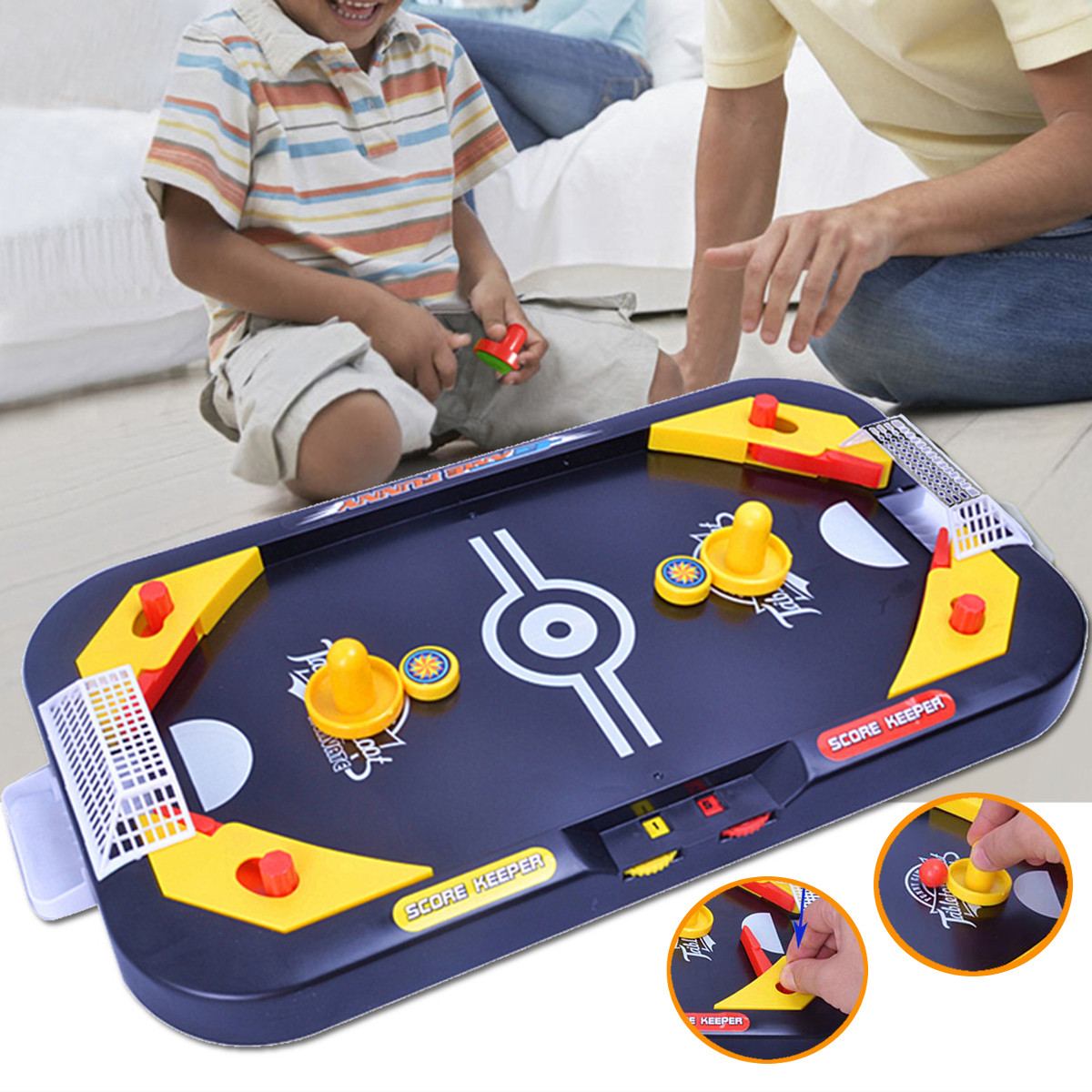 Desktop Battle 2 in 1 Ice Hockey Game Leisure Mini Air Hockey Table Children's Educational Interactive Toys Gift Indoor Sport