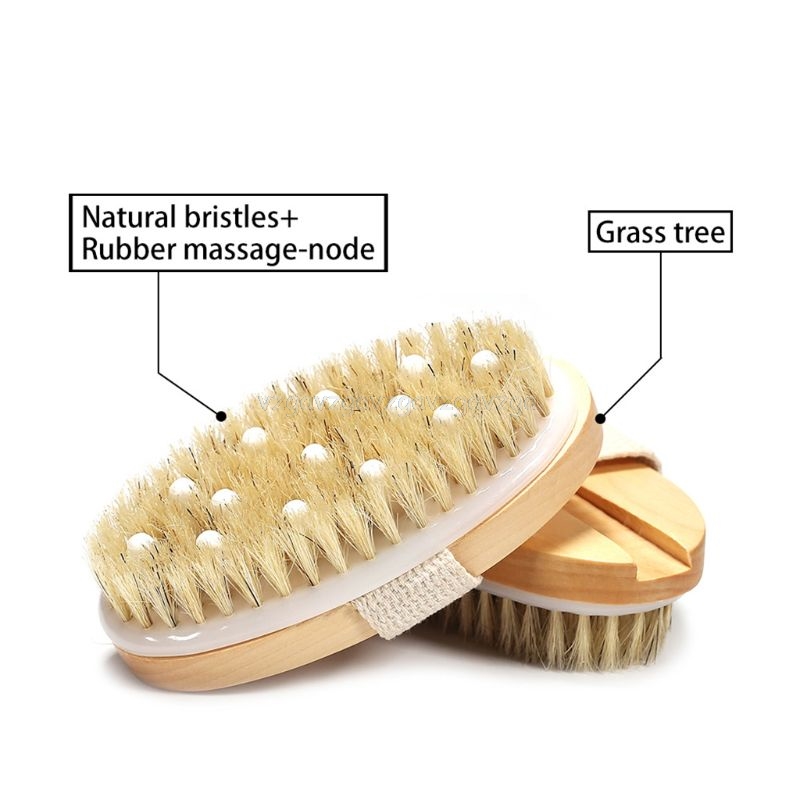 2 In 1 Dry Skin Body Brush Natural Bristle Dead Skin Remover Anti Cellulite Exfoliates Blood Circulation Health Massage Tools