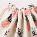 Girls small fresh cotton canvas bag custom bag pocket drawstring bag tea gift bag pineapple printing