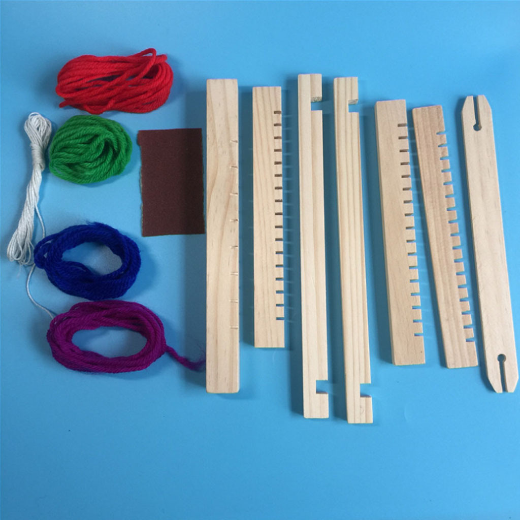 Wooden Traditional Weaving Loom Children Toy Craft Educational Gift Wooden Weaving Frame DIY Hand Knitting Machine Kids Toys#J7