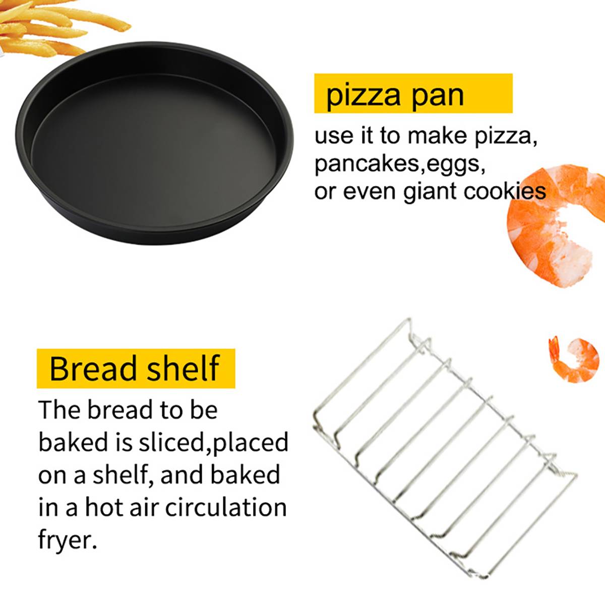 12Pcs Air Fryer Accessories 9 Inch for Philips Air fryer 3.2~6.8QT Baking Basket Pizza Plate Grill Pot Kitchen Cooking Tools