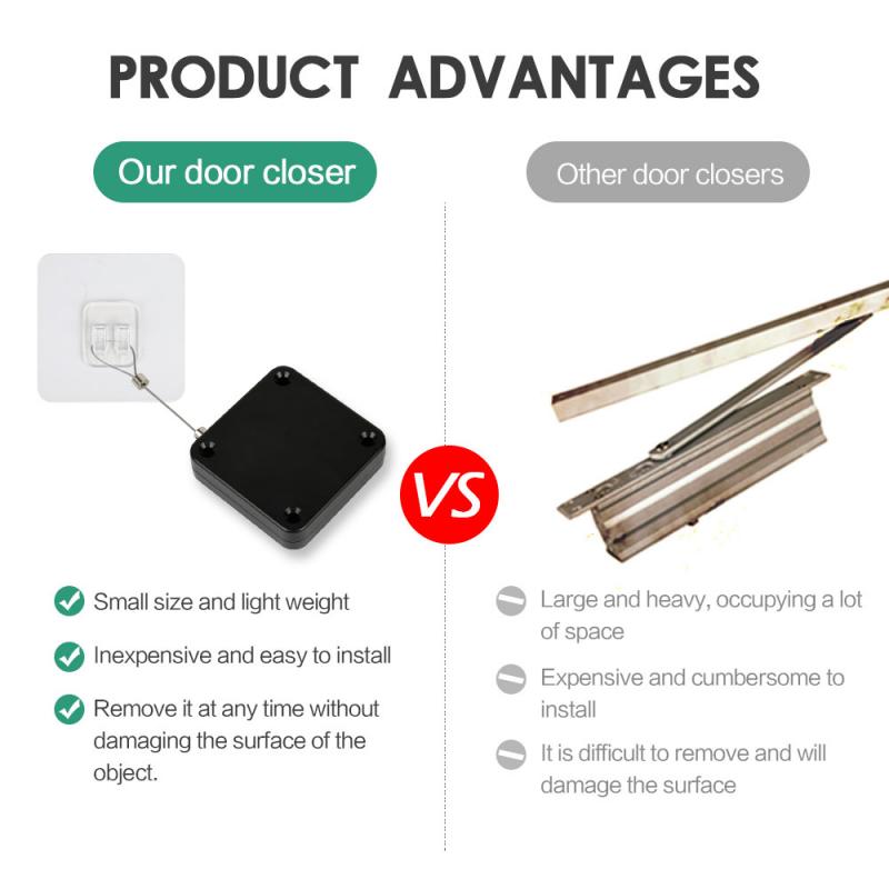 Automatic Sensor Door Closer Home Office Automatically Close For All Doors Punch-Free 800g Strong Pull Automatic Door Closer