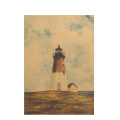 TIE LER Wall Sticker Eternal Promise White Lighthouse Oil Painting Retro Kraft Paper Poster Bedroom Sticker 51.5X36cm