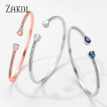 ZAKOL Luxuriously Women Wedding Party Adjustable Opening Bracelet Cubic Zirconi Bracelets Bangles Jewelry Gifts FSBP2218