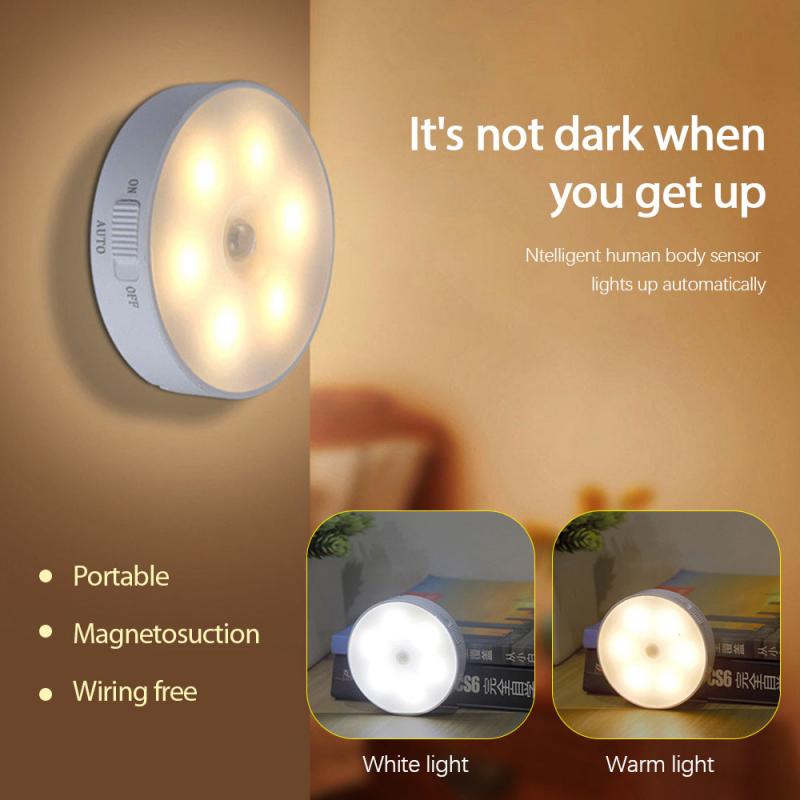 LED Night Light Motion Sensor USB Rechargeable Night Light For Kitchen Cabinet Cupboard Lamp Bathroom Stairs Induction Lamp