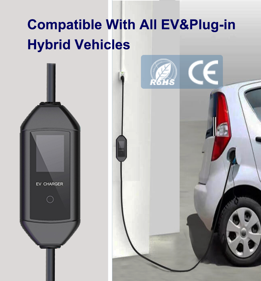 7kW AC Portable Type EV Charger LCD Display