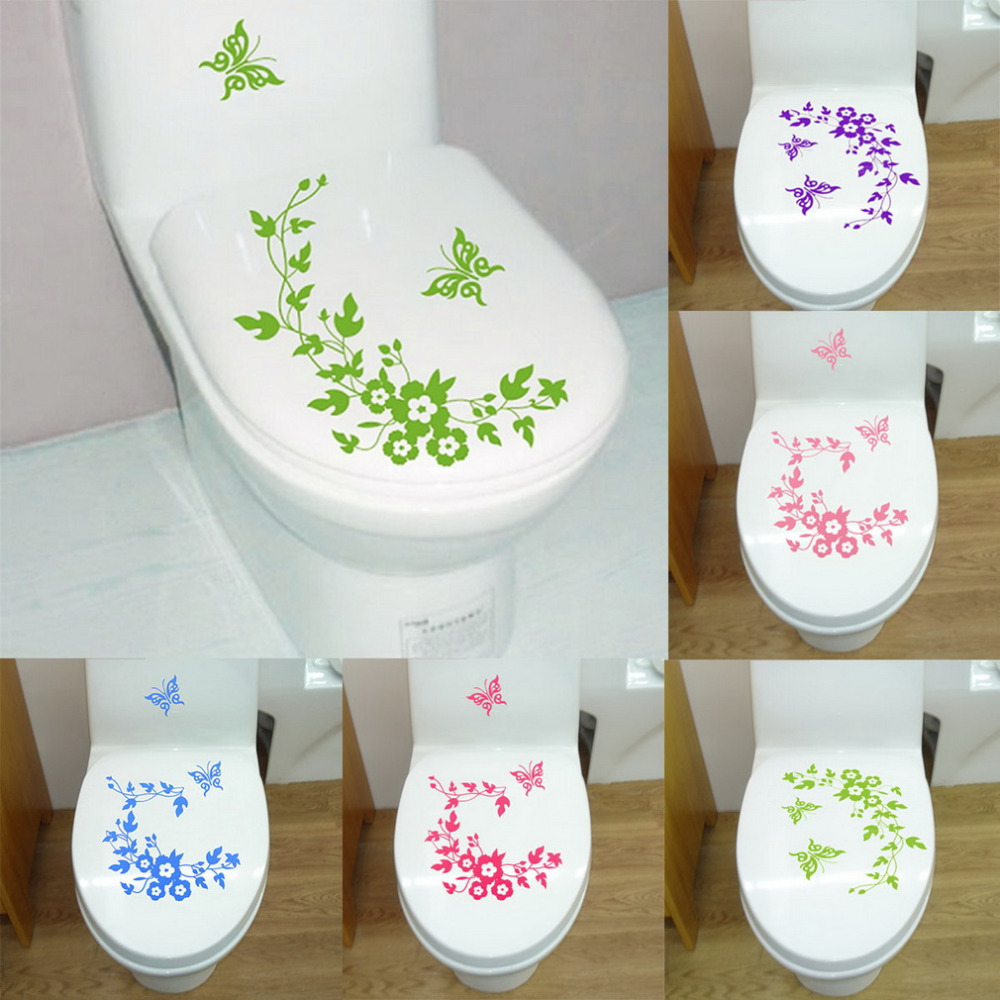 Free Shipping New Butterfly Flower bathroom wall stickers home decoration wall decals for toilet decorative sticker hot search