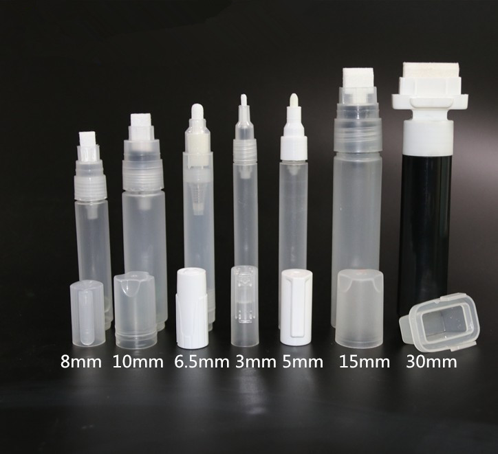 2020 Year wholesale 3mm/5mm/6.5mm/8mm/10mm/15mm/30mm Flat empty liquid chalk Paint marker barrels pen Repeated Filling ink 5pcs
