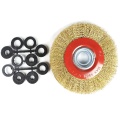 8 Inch 200mm Steel Flat Wire Wheel Brush with 10Pcs Adaptor Rings for Bench Grinder Polish