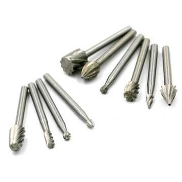 10pcs Mini Round HSS Rotary Burr Drill Bits Set Woodworking Wood Carving Chamfering Engraving File Rasp 3.1mm