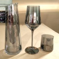 shiny grey color glass carafe wine goblet tumbler