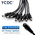 YCDC DC Power Splitter Male Plug To 2/3/4/5/8 Way Adapter Cable Female To For 12V 9V PSU Security CCTV Camera DVR