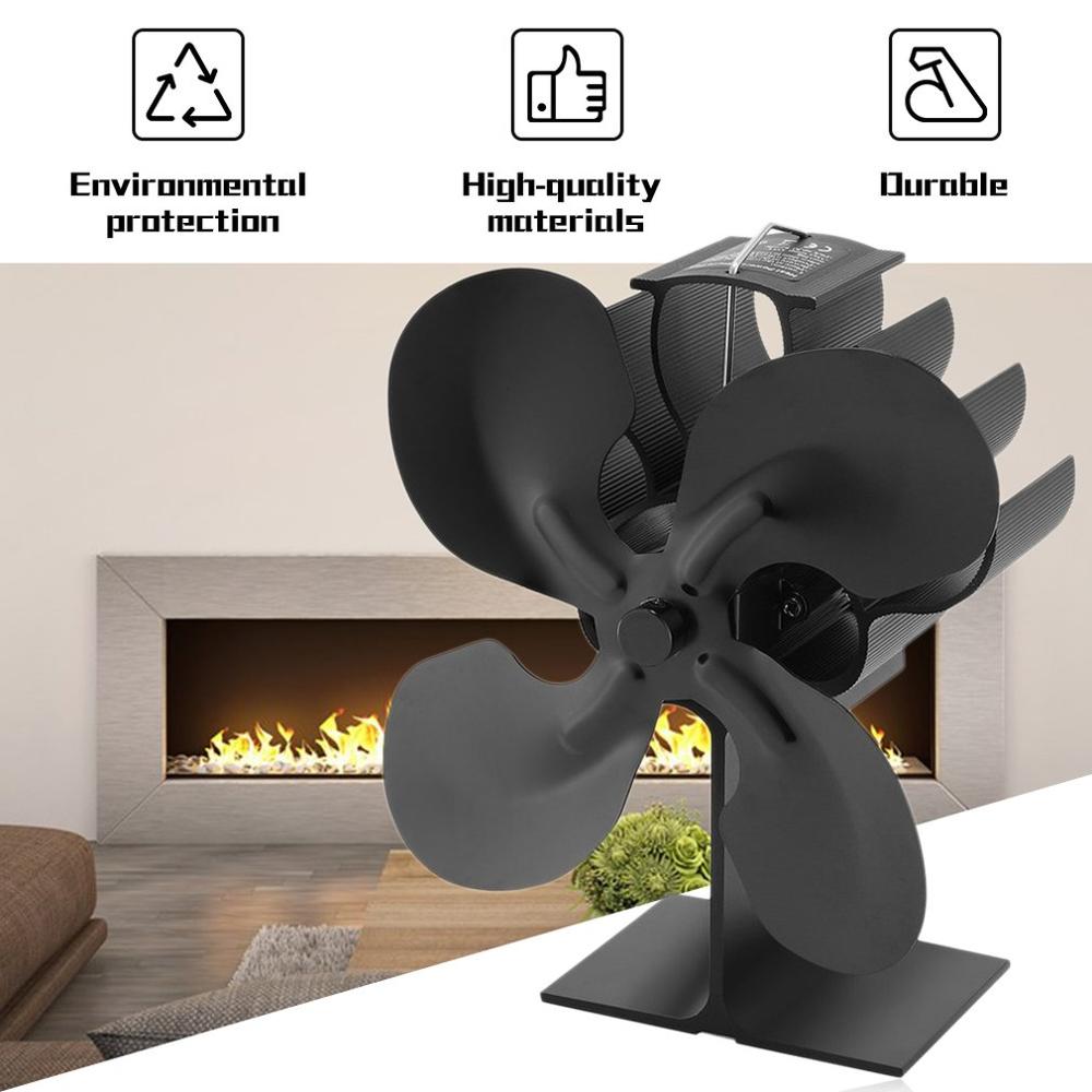 New 4-Blade Thermal Power Fan Powered Wood Stove Fan For Wood Log Burner Fireplace Eco Fan Metal Fireplace Fan Indoor house