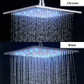 Black LED Changes 16" Rainfall Shower Head Solid Brass RGB LED Light Shower Head Large Rain Shower Tap Bathroom Shower Faucet