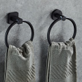 Free Shipping Black Towel Holder Towel Ring Round Wall Mounted Towel Rack Towel Shelf Stainless Steel Bathroom Accessories