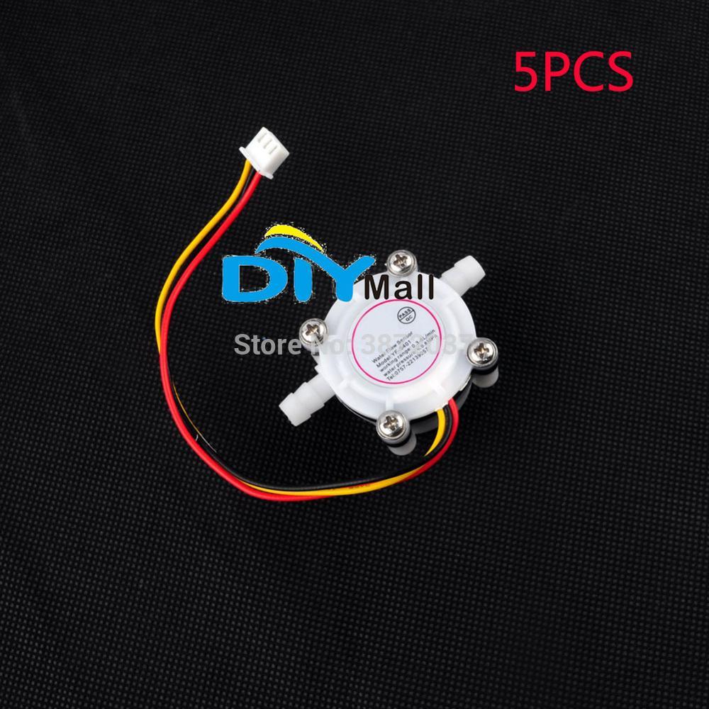 5pcs/lot DIYmall YF-S401 Water Flow Sensor Meter Coffee Dispenser Counter 0.3-6 L/min