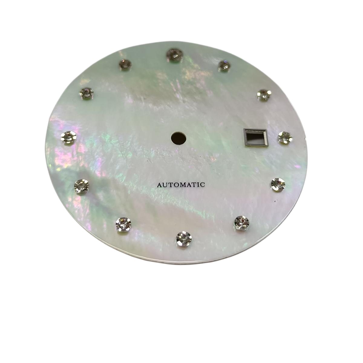MOP watch dial in Date window