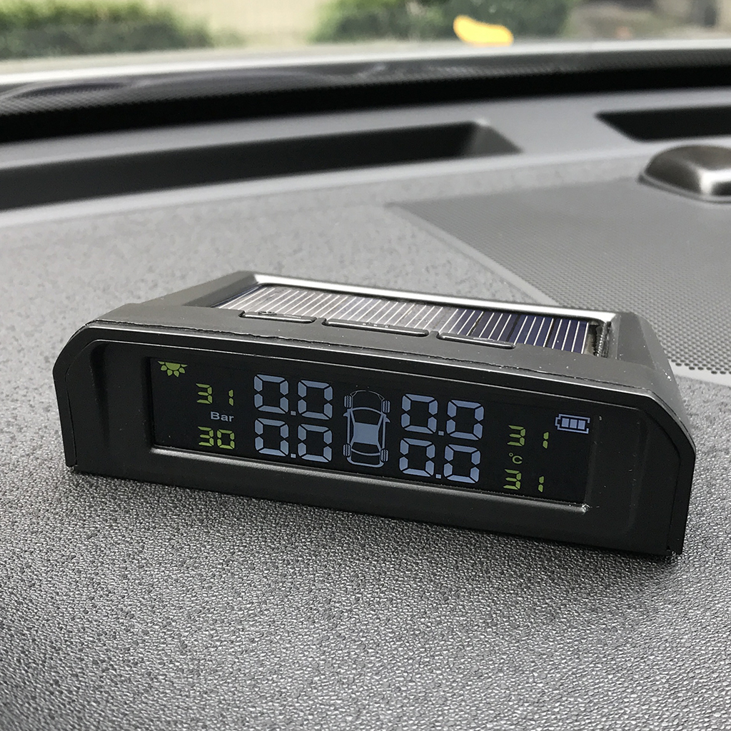 Car LED Display TPMS Tire Pressure Monitoring USB Charge&Solar Alarm Monitor System 4 External Sensor Auto Security Alarm System