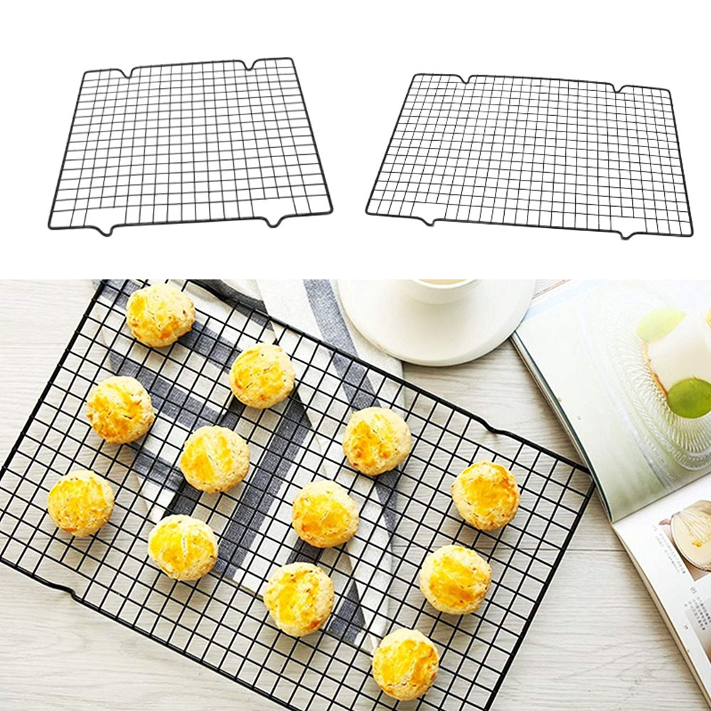 2pcs/set Nonstick Metal Cake Cooling Rack Grid Net Tray Cookies Biscuits Bread Drying Stand Cooler Holder Baking Tools