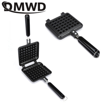 DMWD Household Cake Waffle Mould Mold Non-stick Press Plate Kitchen Gas Sandwich Egg Waffle Maker Pan Breakfast Iron Baking Tool